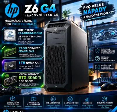 Herní/Pracovní stanice HP z6g4 Intel 28core/ RTX 3060ti