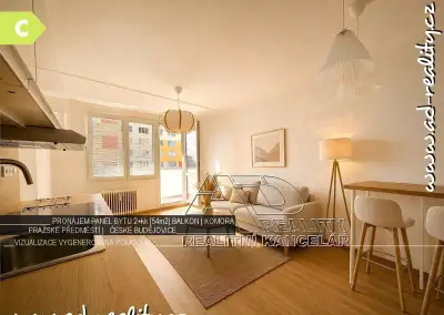Pronájem zrekonstruovaného 2+kk [53m2] balkon, komora | Budi