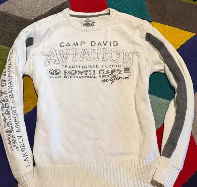 CAMP DAVID BAVLNĚNÝ PÁNSKÝ WHITE SVETR SLIM-L