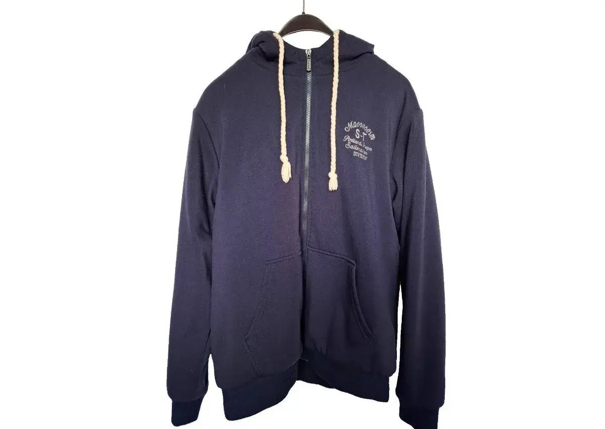 Tmavě modrá teplá mikina s kožíškem H&S – 3XL