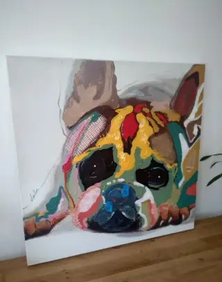 OBRAZ BULDOČEK VELKÝ - rozměry cca 100 x 100 cm. PC 20.000,-
