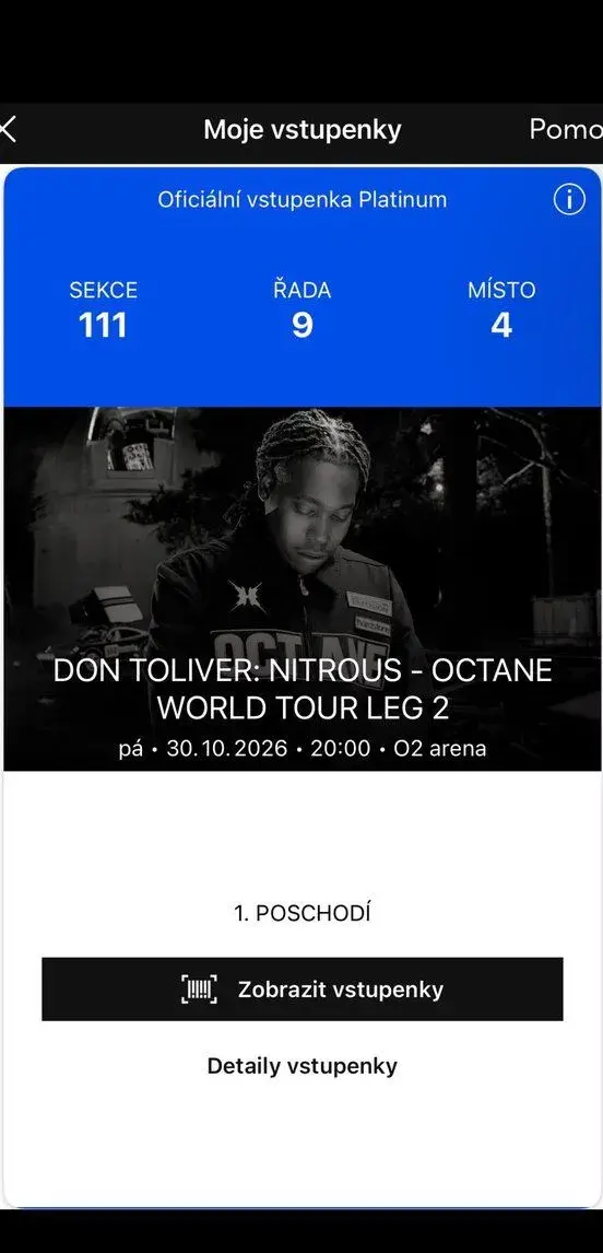 Vstupenka na koncert Dona Tolivera
