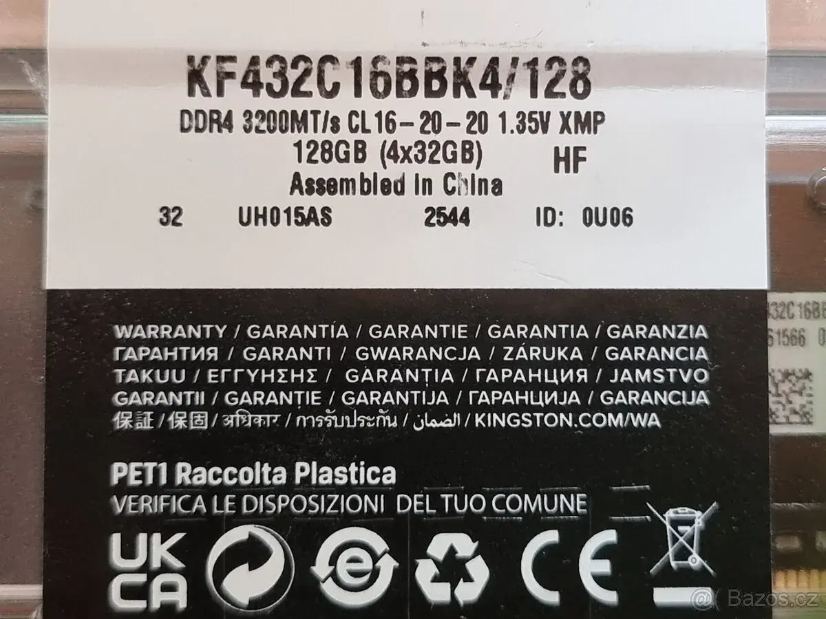 RAM 128GB (4×32GB) DDR4 3200CL16 – NOVÉ, NEROZBALENÉ, ZÁRUKA