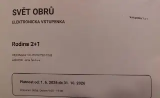 Svět obrů - vstupenka Rodina 2+1