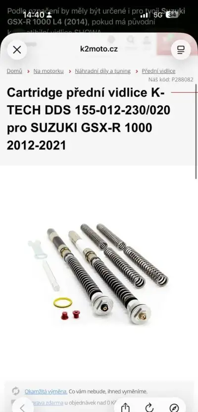 Tlumiče K-TECH DDS – závodní cartridge Suzuki GSX-R