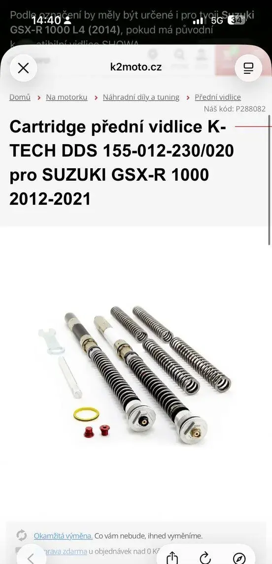 Tlumiče K-TECH DDS – závodní cartridge Suzuki GSX-R