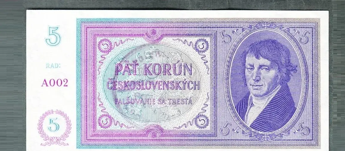 Staré bankovky 5 korun 1940 PŘETISK bezvadný stav