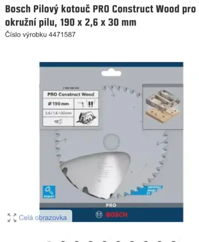 Pilový kotouč Pro construct wood Bosch 190 nový