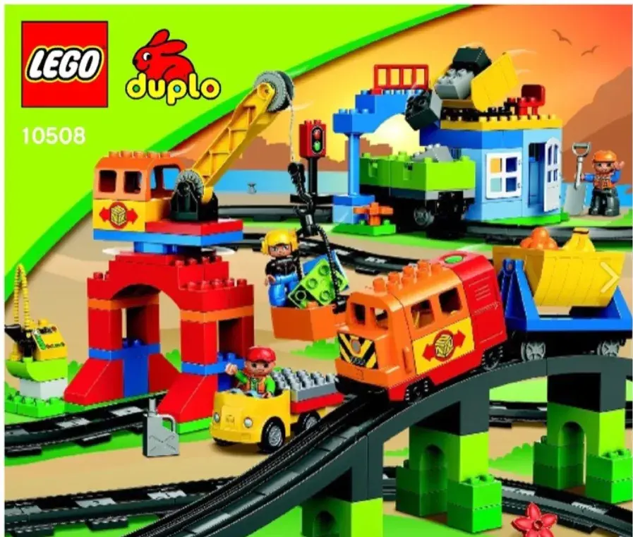 LEGO DUPLO - dvě plné krabice s kompletní železnicí