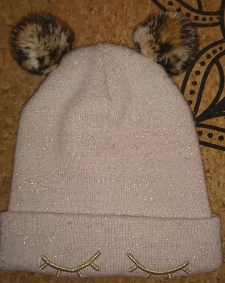 Dívčí leopardí čepice béžovo-stříbrná H&M 98/104