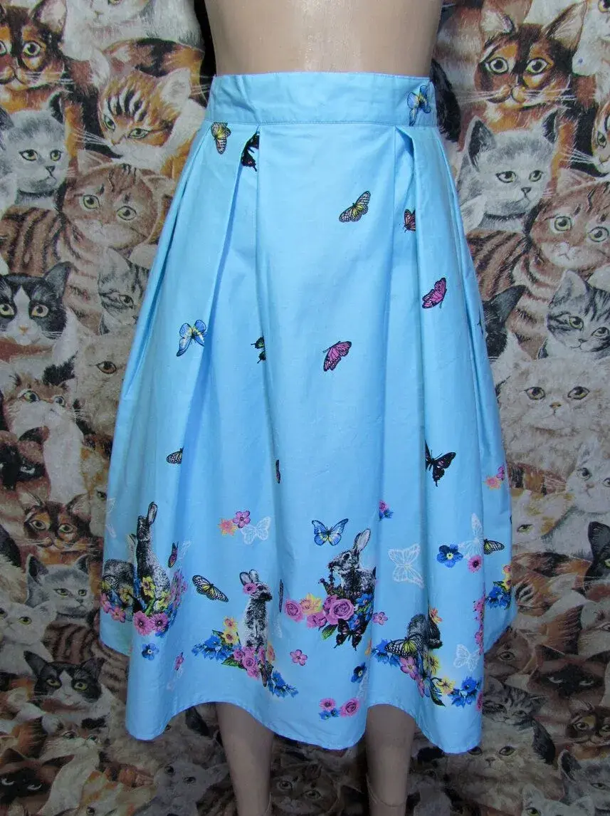 Sukně nova Hell Bunny - s potiskem Cotton Tail cottagecore