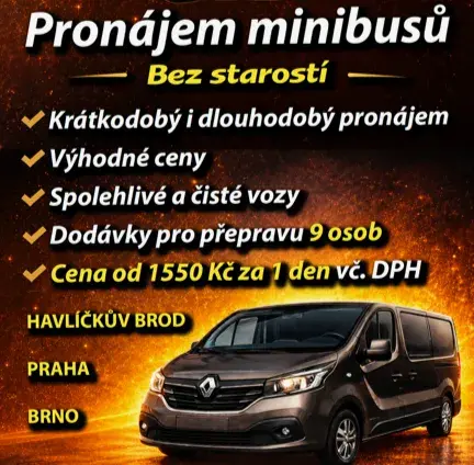 Pronájem minibusů od 1550 Kč/den