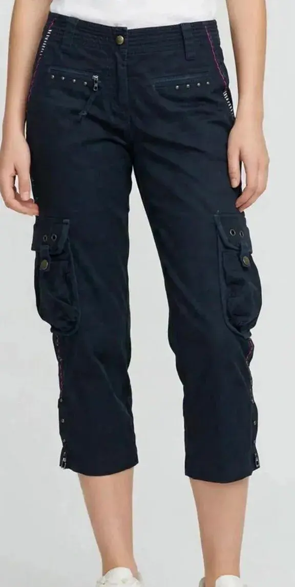 Černé dámské 3/4 cargo kalhoty Lynne Fashion Up vel. M s výš
