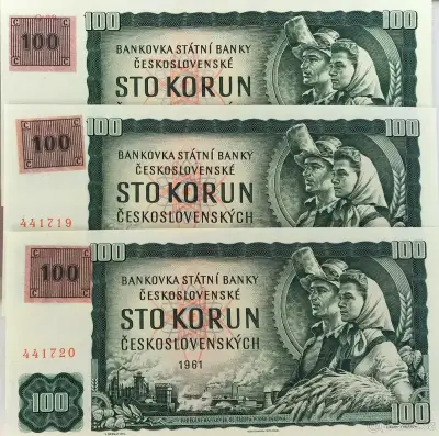 Bankovka 100,- Kčs 3 ks