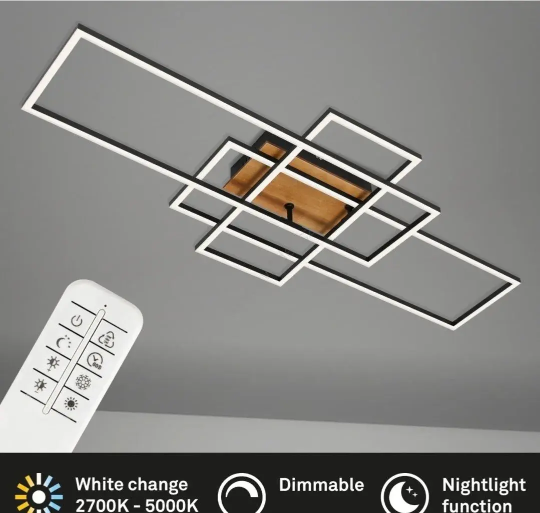 Stropní LED světlo ( černá + dřevo )