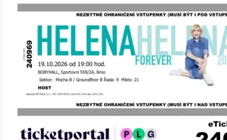 2 vstupenky na Helenu Vondráčkovou Bobyhall