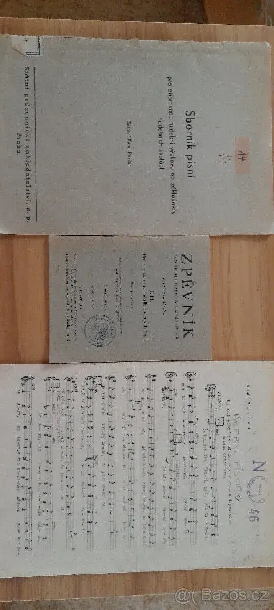 3 nabídky : SBORNÍK PÍSNÍ, ZPĚVNÍK, DROBNÉ PÍSNIČKY