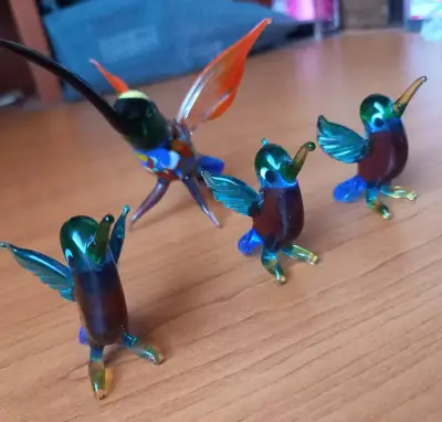 Skleněné figurky ptáčků (set 4 ks)