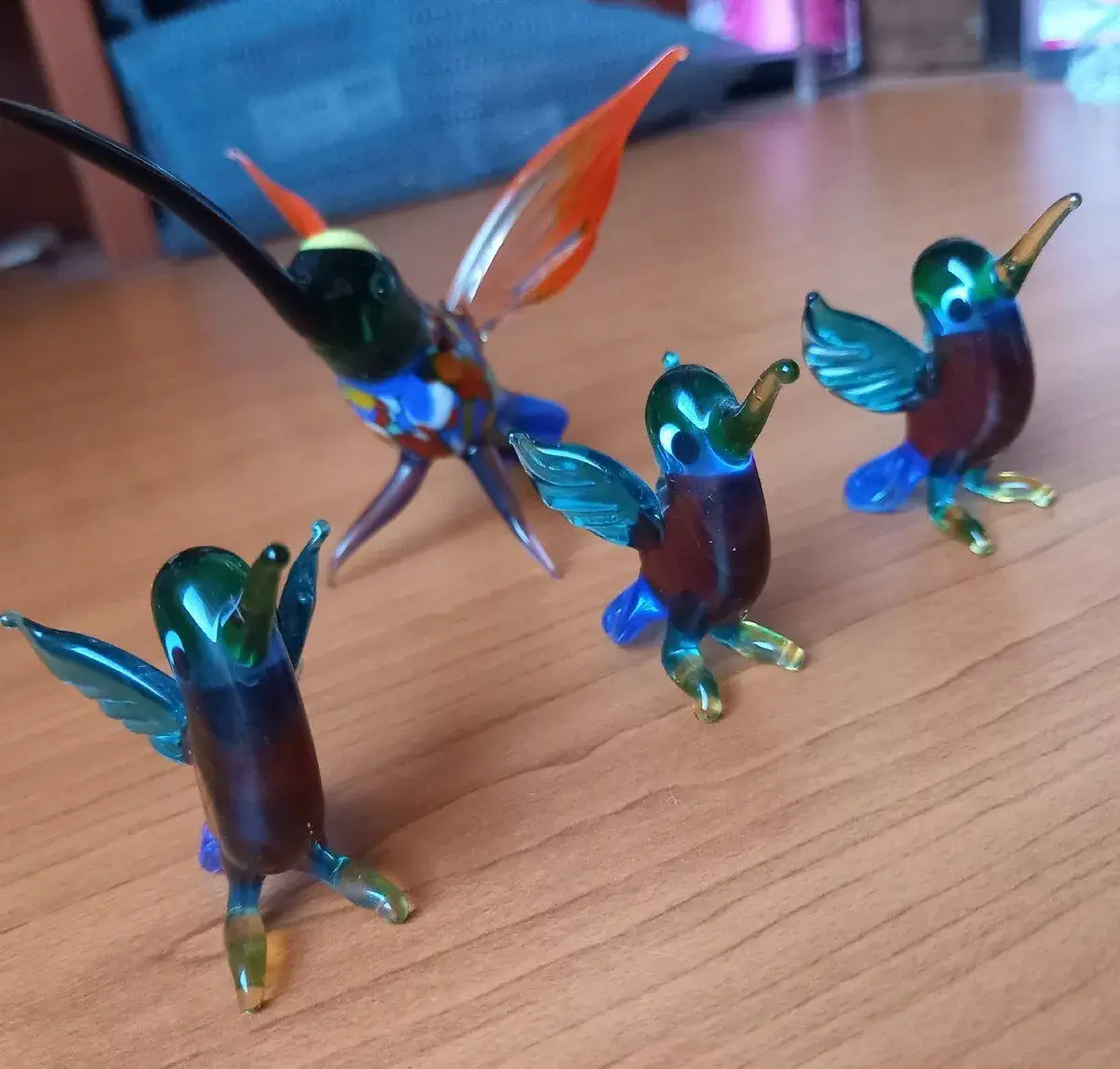 Skleněné figurky ptáčků (set 4 ks)