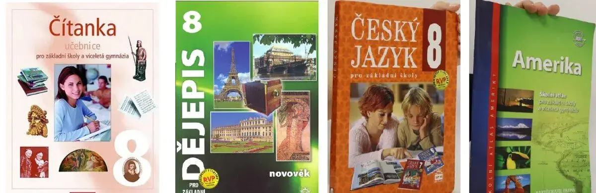 DĚJEPIS 8, 9 + ČÍTANKA 8 + ČESKÝ JAZYK 8+ ATLAS+GEOMETRIE