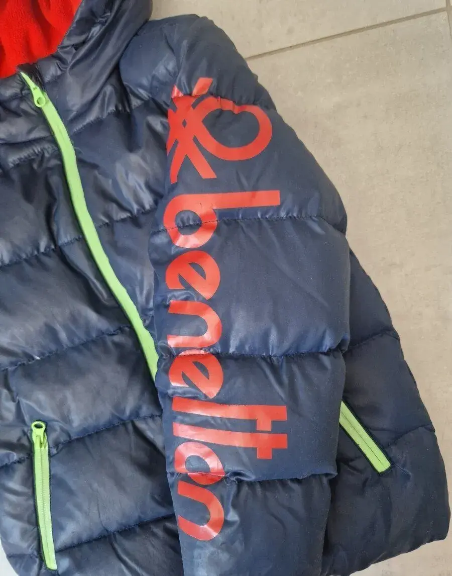 Dětská péřová zimní bunda Benetton S,vel.6-7 let