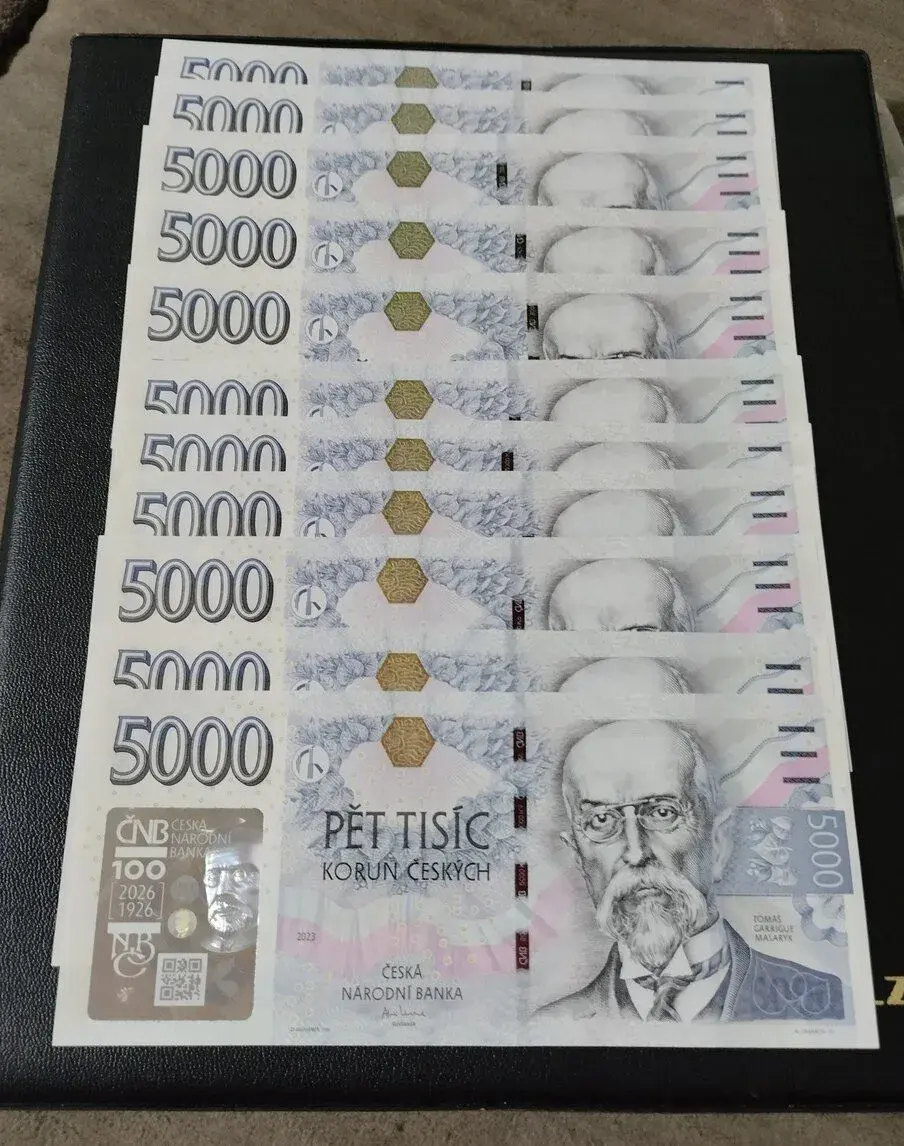 5000,- s přitiskem.