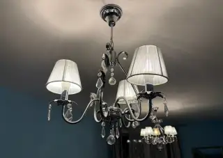 Tříramenný lustr 45 cm – chrom, pravé krystaly