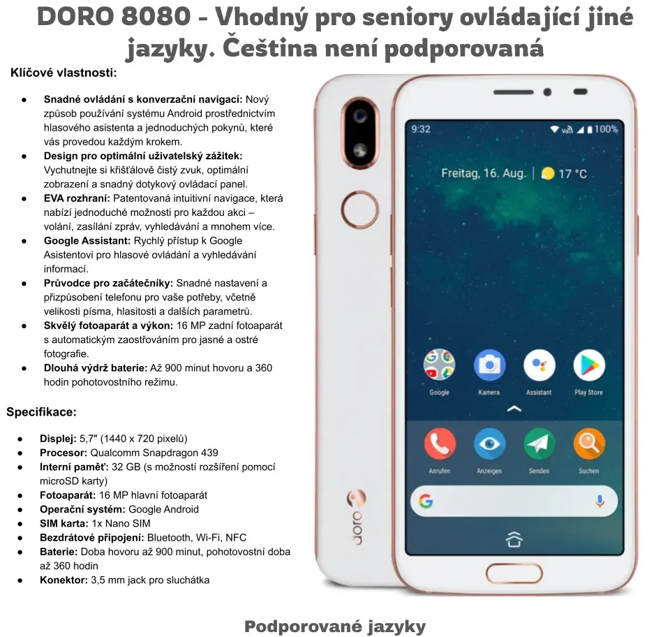 Mobilní Telefon DORO 8080 EN/DE
