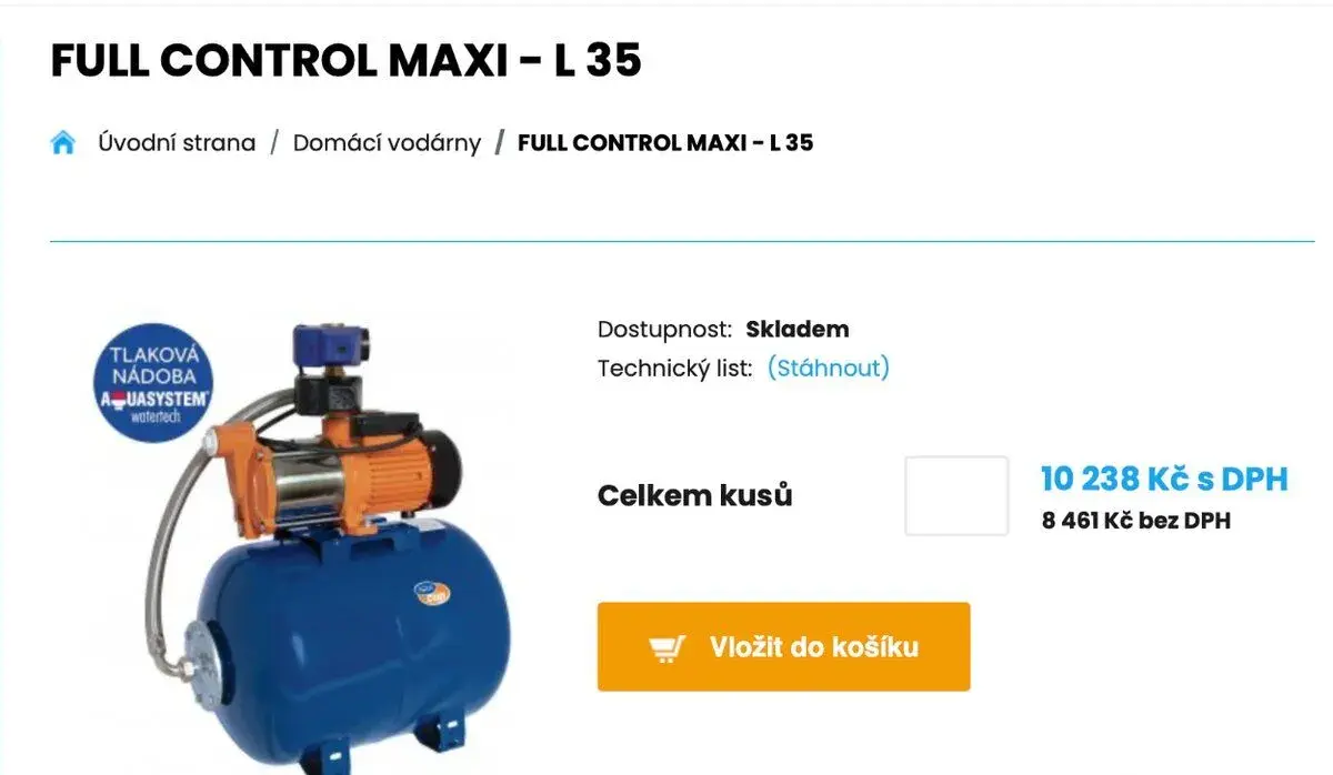 Vodárna / čerpadlo Aquacup MAXIJET 4P