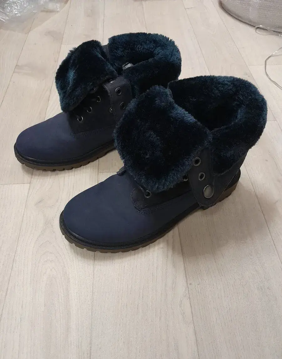 Zateplené zimní kotníkové boty – tmavě modré