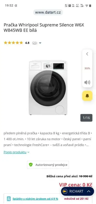 Parní pračka Whirlpool
