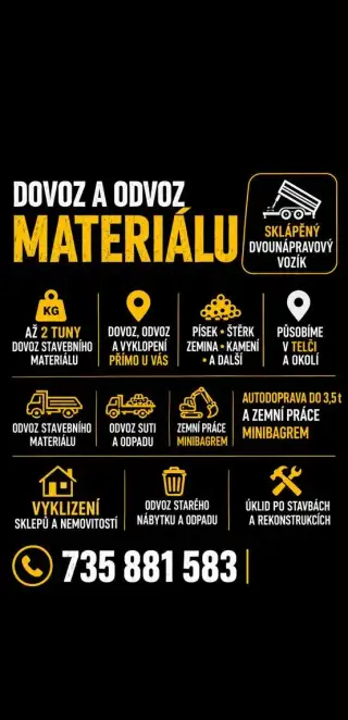 Dovezu, Odvezu, Autodoprava do 3,5t, Minibagr