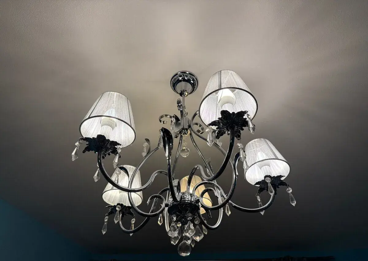 Pětiramenný lustr 60 cm – chrom, pravé krystaly