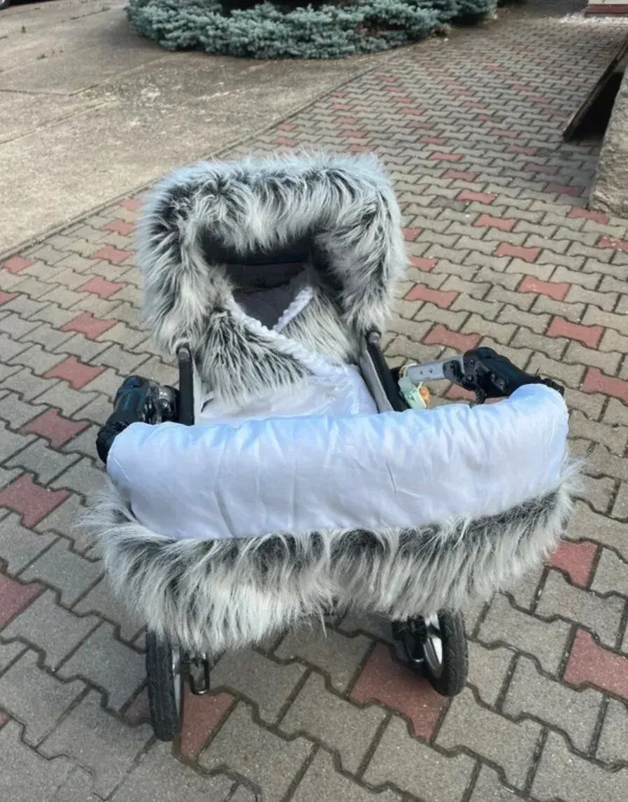 Zimny biely fusak s doplnkami do kočáru