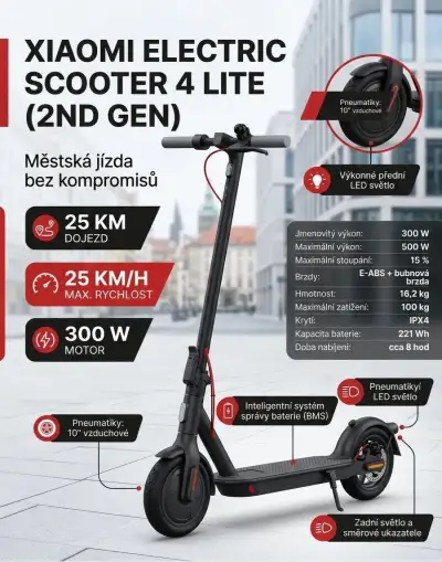 Xiaomi electric Scooter 4 Lite gen 2 - NOVÁ, NEROZBALENÁ