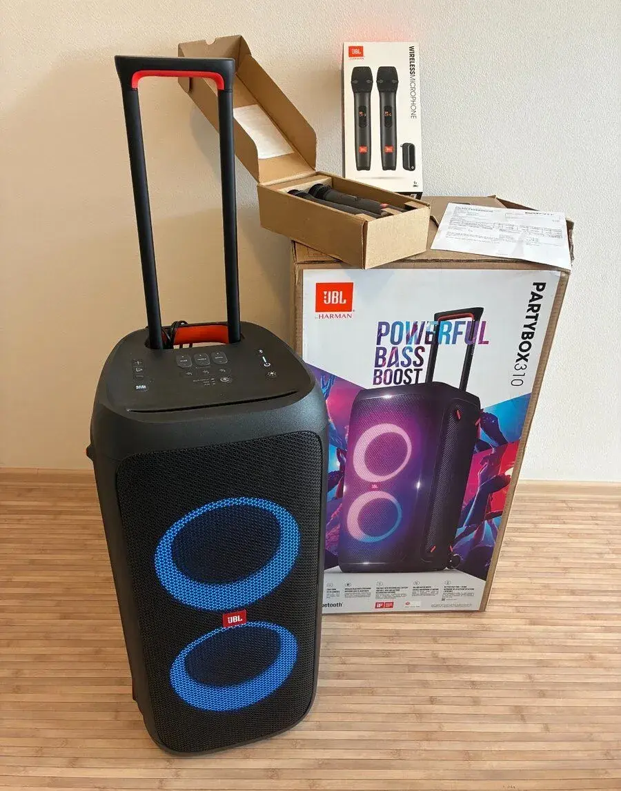 JBL Partybox 310 + 2ks bezdrátové mikrofony