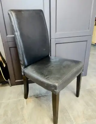 Černé kožené jídelní židle IKEA Henriksdal 5 kusů (+ stůl)