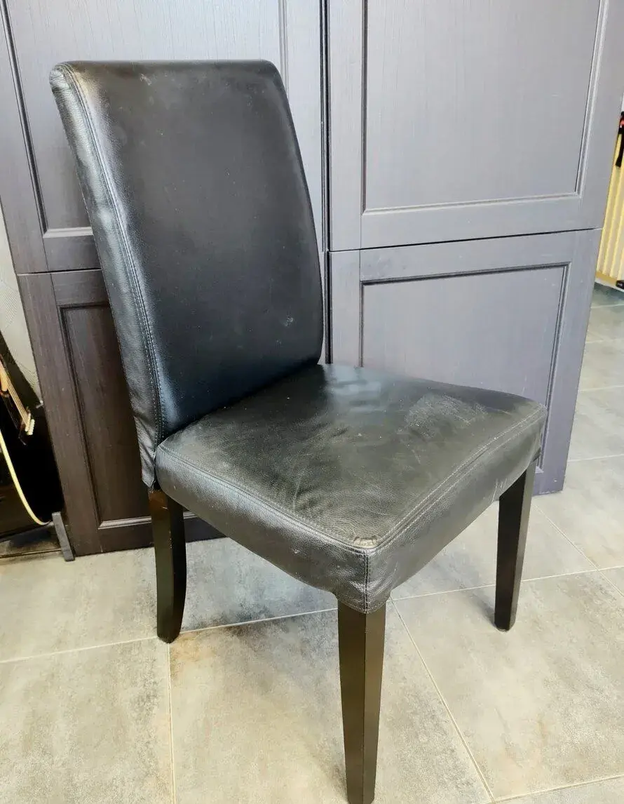 Černé kožené jídelní židle IKEA Henriksdal 5 kusů (+ stůl)