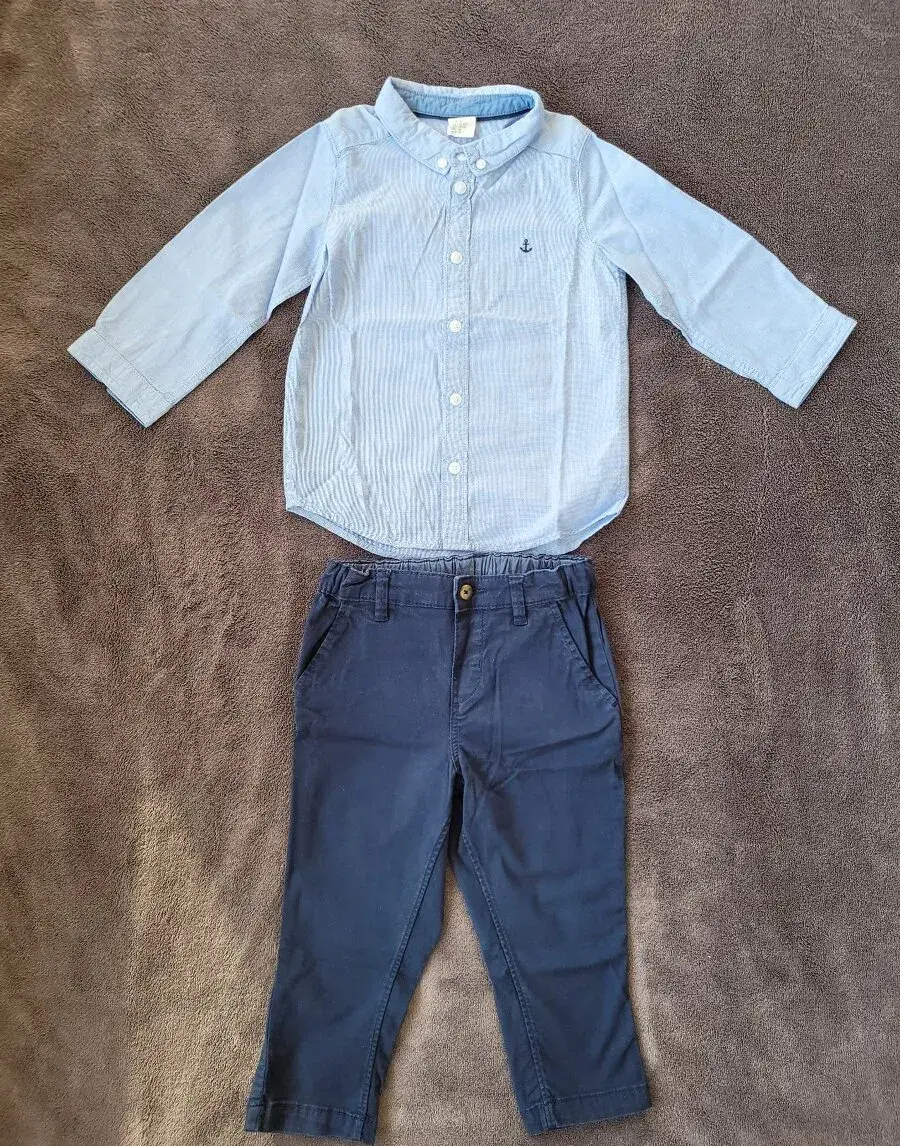 Společenská košile a kalhoty H&M - modrá - velikost 86