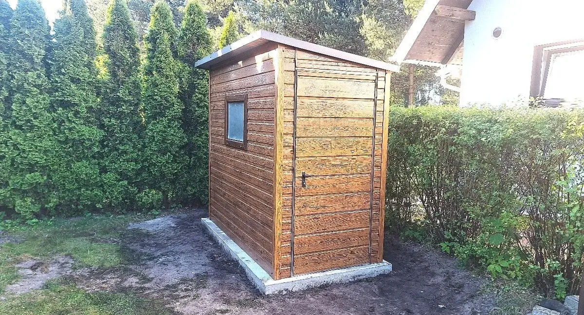 Plechová garáž 3×5 m – Zlatý dub/výklopná vrata „ALI“